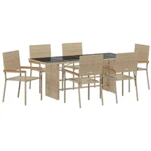 vidaXL Garten Essgruppe 7 Pcs Beige Poly-Rattan vidaXL