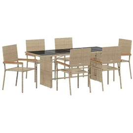 vidaXL Garten Essgruppe 7 Pcs Beige Poly-Rattan vidaXL