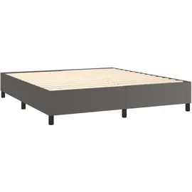 vidaXL Boxspringbett mit Matratze & LED Grau 180x200 cm Kunstleder