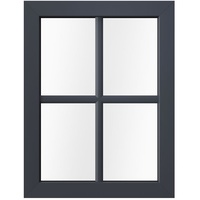 Sprossenfenster Anthrazit, Kunststoff aluplast IDEAL® 4000, Weiß innen, außen Anthrazit, 65x85 cm, individuell konfigurieren