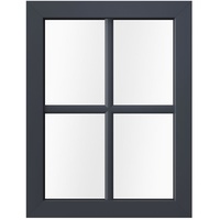 Sprossenfenster Anthrazit, Kunststoff aluplast IDEAL® 4000, Weiß innen, außen Anthrazit, 80x120 cm, individuell konfigurieren