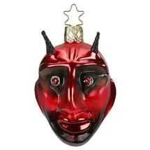 Inge-Glas® Christbaumschmuck, Christbaumschmuck Glas Krampus 7,5cm rot 1 Stück rot|schwarz