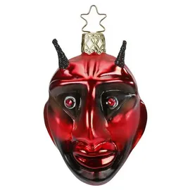 Inge-Glas® Christbaumschmuck, Christbaumschmuck Glas Krampus 7,5cm rot 1 Stück rot|schwarz