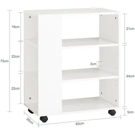 SoBuy FBT68 Rollcontainer 60x35x75 cm weiß