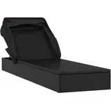 vidaXL Sonnenliege mit Kissen 182 x 118 x 63 cm Schwarz