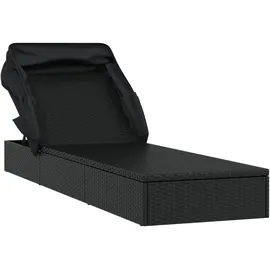 vidaXL Sonnenliege mit Kissen 182 x 118 x 63 cm Schwarz
