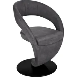 Drehstuhl K+W KOMFORT & WOHNEN "Wave", grau (anthrazit, drehteller in metall schwarz struktur), B:62cm H:86cm T:61cm, 785: Microfaser, 100% Polyester, Stühle, Barhocker Drehstuhl Esszimmerstuhl, Design-Drehstuhl, schwarzer Drehteller