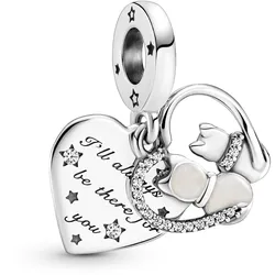 Pandora 799546C01 Silber Charm-Anhänger Katzen und Herzen