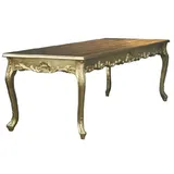 Casa Padrino Barock Esstisch mit Glasplatte Gold 140 cm - Barock Esszimmer Möbel