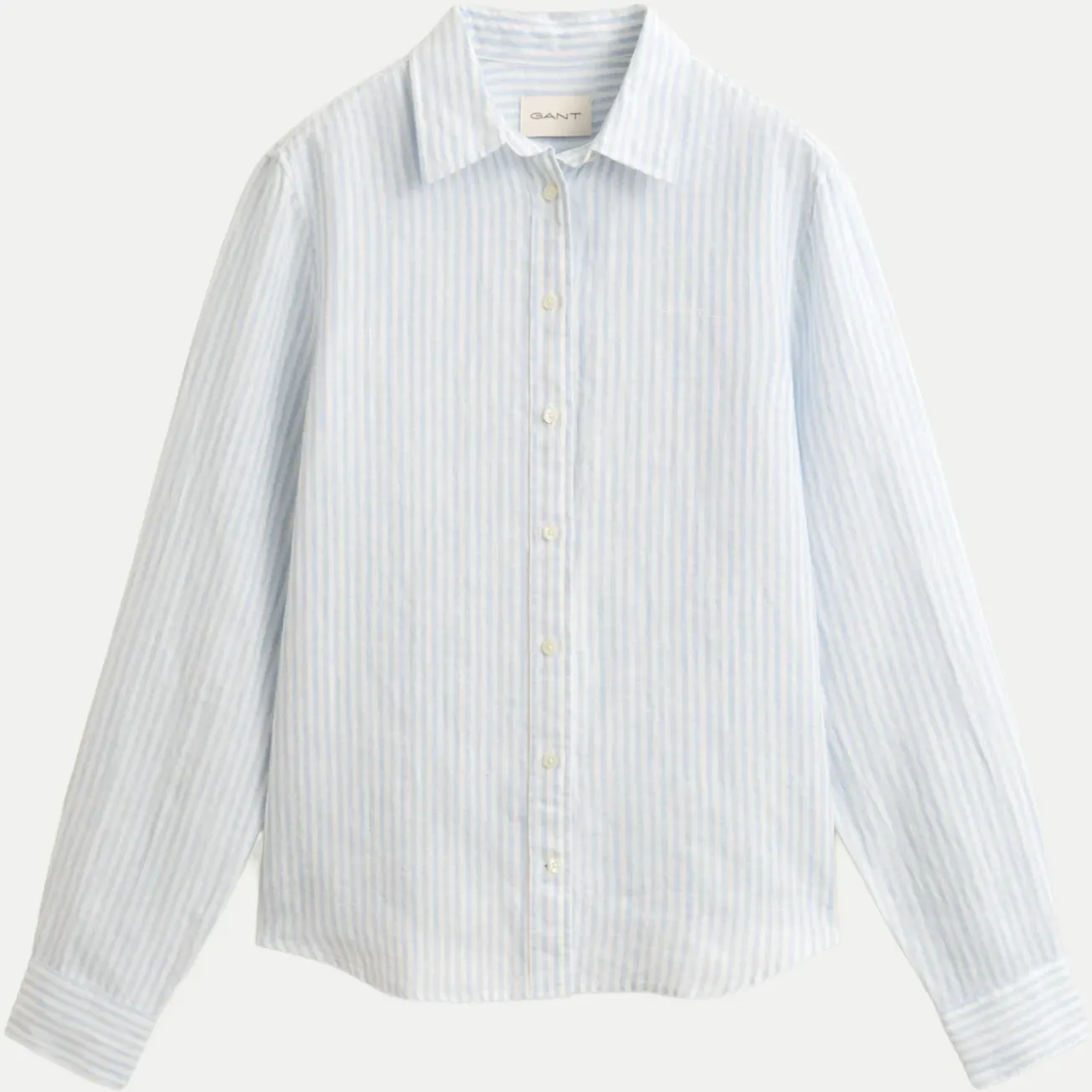 Leinen Bluse mit Streifen Weiß 40