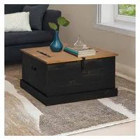 VidaXL Truhe HALDEN Schwarz 91x91x47 cm Massivholz Kiefer
