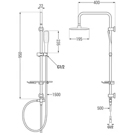 Mexen T49 Duschsäule, weiß/gold - 798494993-25