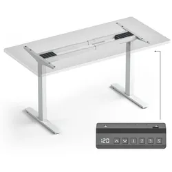 ONKRON Schreibtisch elektrisch, höhenverstellbar, bis 100 kg, 2 Motoren, Speicherfunktion, Weiß, CDF222E-W