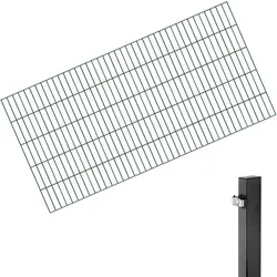 Alberts® 2 m - 50 m Doppelstabmatten-48 m-1400 mm-anthrazit-Komplettset