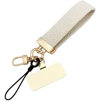 Whakano Geflochtenes Handyband für Handgelenk,Kurz Handyanhänger Universal,Multifunktional Schlüsselband,Ersatzkette Handykette Abnehmbare,Kordel für Handy,Kamera,Geldbörse Dekor,Beige