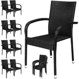 CASARIA Polyrattan Stapelstuhl Comfort 8er-Set Schwarz