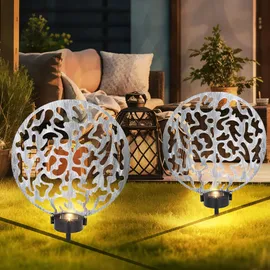 GLOBO Solarleuchte Metall 30x10x41 cm 2x LED warmweiß silber antik