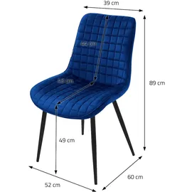 ML-Design Esszimmerstühle 4er Set Dunkelblau, Sitzfläche aus Samt mit Rückenlehne,