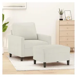 vidaXL Sessel mit Hocker Samt 49,9 x 80 x 61,7 cm Creme