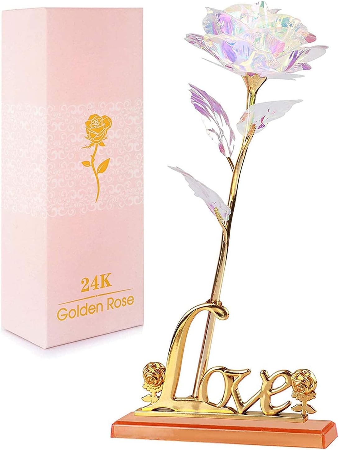 NewX 24K Gold Rose Geschenk für Frauen Blumen Künstlich Deko Unechte Blumen für ...