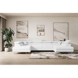 altdecor Eckcouch U-Form 6-Sitzer Weiß