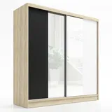 A&J MöbelLand Schwebetürenschrank SOLO 200 x 215 x 59,5 cm Schwarz/Weiß