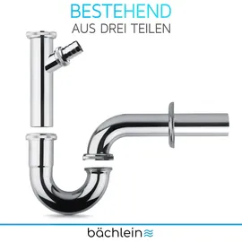 Bächlein Universal Röhrensiphon [extra lang] für Waschbecken + Waschtisch - mit Geräteanschluss) - Chrom