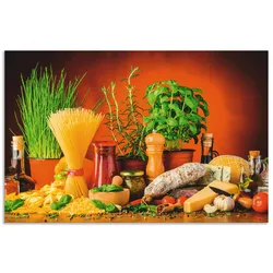 Küchenrückwand ARTLAND "Mediterranes und italienisches Essen", bunt, B:100cm H:65cm, Aluminium, Spritzschutzwände, Alu Spritzschutz mit Klebeband, einfache Montage