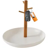 Rianpesn Schlüsselablage aus Holz für den Eingangstisch, Schlüsselschale aus Bambus mit 3-stufigem vertikalem Aufhänger, Multifunktionales Eingangstablett, Parfümtablett, Schlüsselbrett, Ringhalter