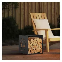 vidaXL Kaminholzregal Kaltgewalzter Stahl 40 x 40 x 40 cm Schwarz