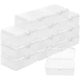 Belle Vous Kleine Aufbewahrungsbox Plastik Transparent mit Deckel zum Klappen (12 Stk) – 9 x 6 x 3,3 cm Mini Plastik Boxen für Kleine Perlen, Pillen, Schmuck, Schrauben Sortierbox, Bastelzubehör