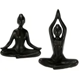 I.GE.A. Dekofigur I.GE.A. "Yoga-Frau", schwarz, B:16cm H:17cm, Keramik, Dekofiguren, 2er Set, Yogafigur, Yogaskulptur