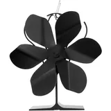 Hitzebeständiger Kaminventilator, 6-flügeliger Schwarzer Ofenventilator, Leiser Betrieb, Effiziente Wärmeverteilung