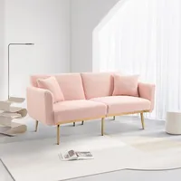 3-Sitzer-Teddystoff-Sofa, verstellbares Schlafsofa, für Schlafzimmer oder kleine Räume, Rosa