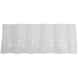 StarTex Scheibengardine Bistrogardine bestickt Blume HxB 44x153cm Voile weiß 2656 - Weiß