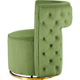 Kayoom Sessel KAYOOM "Drehsessel Beverly 125, drehbar, Gestell aus Eisen,samtige Oberfläch", grün (pistachio, grün), B:74cm H:77,5cm T:66,5cm, Bezug:Polyester (Samt) Korpus:MDF, Sperrholz Gestell:Eisen, Sessel, Sessel, rund, glamourös, gesteppter Rücken,