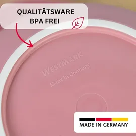 Westmark Rührschüssel mit zweigeteiltem Deckel 3,5 l, rosa/weiß,
