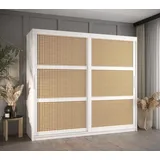 MOEBLO Schiebetürenschrank ABIA (Schrank Boho Schrank, mit/ ohne Schubladen, Schwebetürenschrank Schrank Garderobe Schiebtüren Schlafzimmer Wohnzimmerschrank) (BxHxT):100/120/150/180/200/250x200x62 cm weiß 200 cm