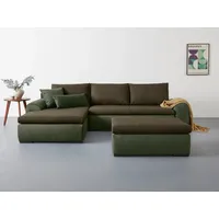 Home affaire Ecksofa Win L-Form, B: 285 cm - OTTO. Verlässliche Qualität., 2 Zierkissen, optional Bettfunktion & Bettkasten grün