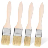 Parthan 4 Stück Set Backpinsel, Holzgriff Hitzebeständig, Backpinsel zum Grillen, Backpinsel Naturborsten ideal zum Backen und Grillen, vielseitig einsetzbar, Lebensmittel Pinsel(1 Zoll,2 Zoll)