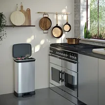 Curver Duo 23+23L Abfallbehälter mit Pedal - Silber
