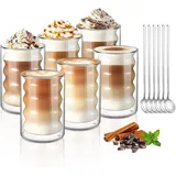 LuxusKollektion Latte-Macchiato-Glas 350ml Doppelwandige Kaffeegläser Latte Macchiato Gläser 6er Set