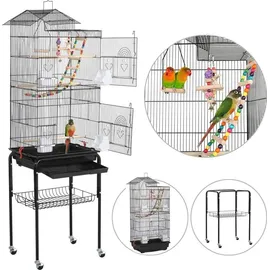 Yaheetech Vogelkäfig Vogelvoliere 46 x 35,5 x 158,5 cm Schwarz