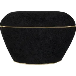 Sitzhocker KAYOOM "Hocker Contessa 125, vielseitig einsetzbarer Allrounder, elegante Form", schwarz (schwarz, gold), B:60cm H:42,5cm T:60cm, Bezug: 50% Baumwolle 50% Acryl / Korpus: Pappelholz, Hocker, komfortabel, hochqualitativ, pflegeleicht, elegante Form
