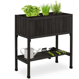 Relaxdays Hochbeet 80 x 60 x 80 cm Schwarz