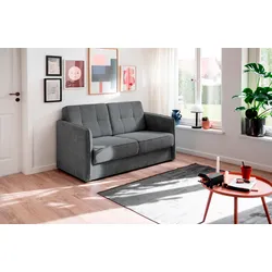 Schlafsofa INOSIGN "Milano", grau (anthrazit), B:147cm H:89cm T:87cm, 100% Polyester, Sofas, zwei einzeln ausziehbare Liegefunktionen