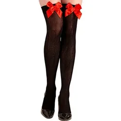 Schwarze Overknees Strümpfe mit Schleifen