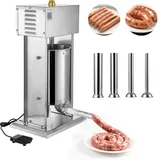 Vevor elektrischer Wurstfüller 12 L Wurstfüllmaschine Fleischfüller mit stufenloser Geschwindigkeitsregelung & Pedal, Hochleistungsfüller aus Edelstahl mit 4 Wurstfüllrohren, Fleischfüllen