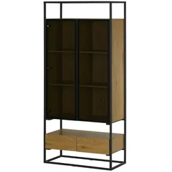 Vitrine  Ustica , holzfarben , Maße (cm): B: 84 H: 182,5 T: 40.0