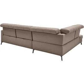 Musterring Ecksofa MUSTERRING "MR 4615", grau (taupe), B:272cm H:84cm T:214cm, 100% Polyester, Sofas, Ecksofa, mit Kopf- und Rückenverstellung, Metallfuß schwarz, Maße 272 x 214 cm